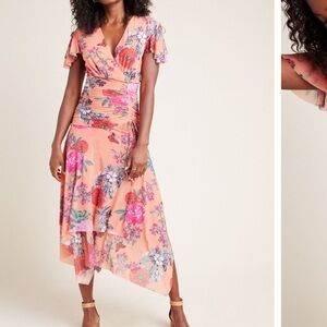 Anthropologie Maeve Simone Floral Midi Dress Size 8